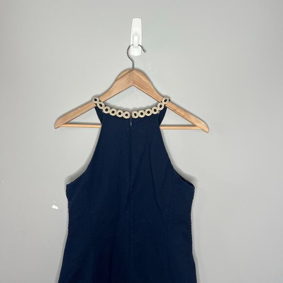 Lilly Pulitzer Sasha Shift Dress Women's Size 4 Navy Blue Metallic Gold - Picture 10 of 16